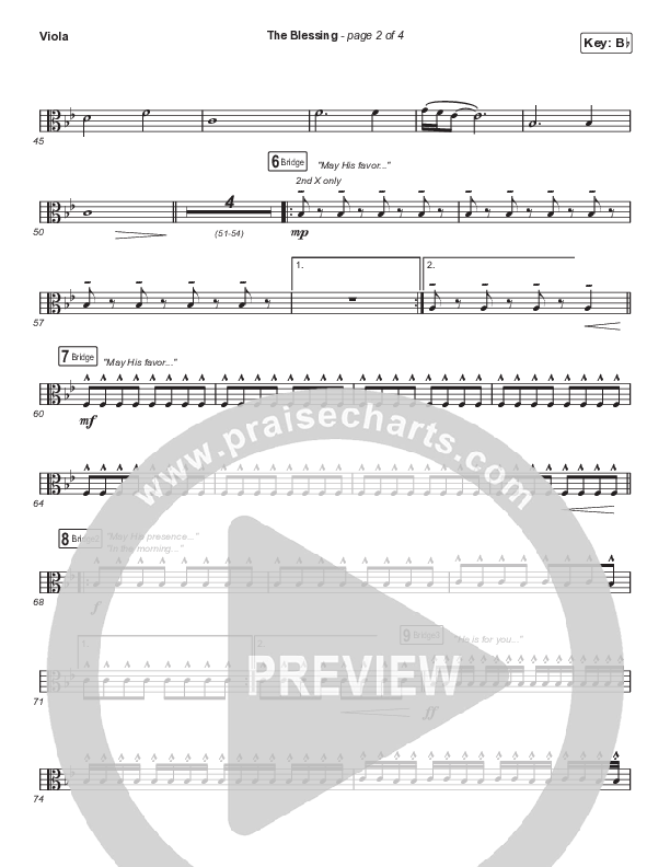 The Blessing (Choral Anthem SATB) Viola (Elevation Worship / Cody Carnes / Kari Jobe / Arr. Cliff Duren / Mason Brown)