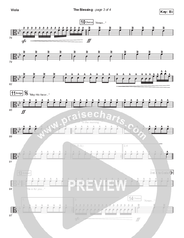 The Blessing (Choral Anthem SATB) Viola (Elevation Worship / Cody Carnes / Kari Jobe / Arr. Cliff Duren / Mason Brown)