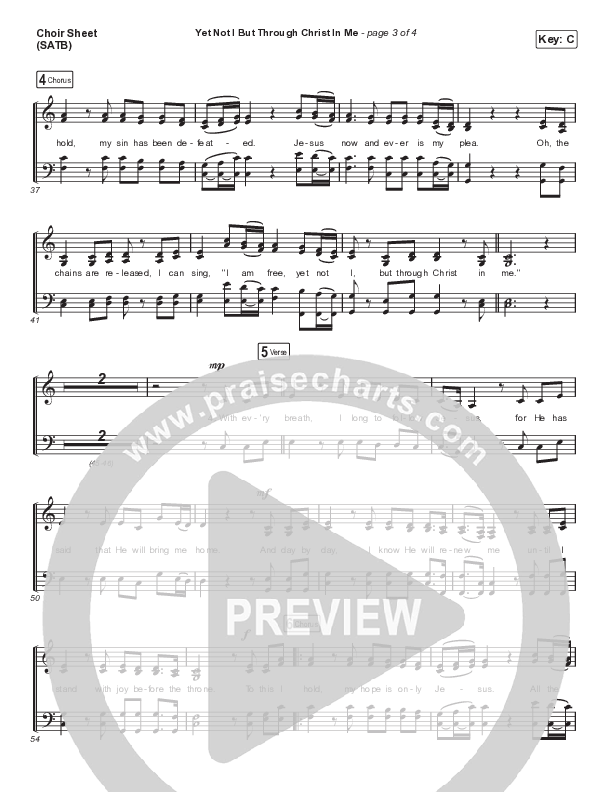Yet Not I But Through Christ In Me (Choral Anthem SATB) Choir Sheet (SATB) (CityAlight / Arr. Cliff Duren / Mason Brown)