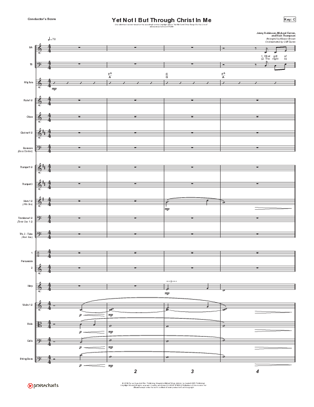 Yet Not I But Through Christ In Me (Choral Anthem SATB) Conductor's Score (CityAlight / Arr. Cliff Duren / Mason Brown)