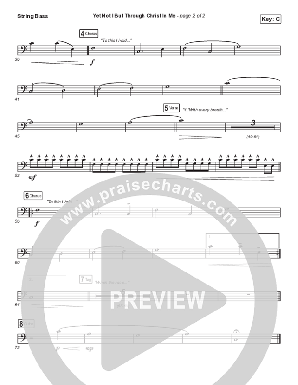 Yet Not I But Through Christ In Me (Choral Anthem SATB) Double Bass (CityAlight / Arr. Cliff Duren / Mason Brown)
