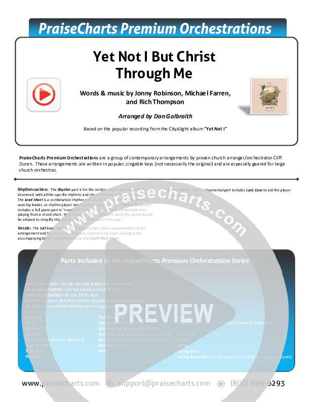 Yet Not I But Through Christ In Me (Choral Anthem SATB) Cover Sheet (CityAlight / Arr. Cliff Duren / Mason Brown)