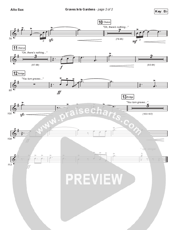 Graves Into Gardens (Choral Anthem SATB) Alto Sax (Elevation Worship / Brandon Lake / Arr. Cliff Duren / Mason Brown)