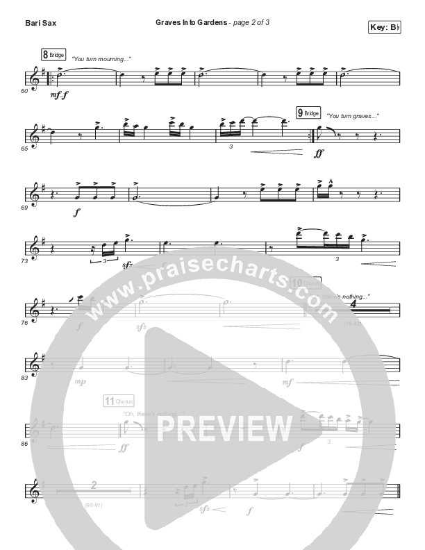 Graves Into Gardens (Choral Anthem SATB) Bari Sax (Elevation Worship / Brandon Lake / Arr. Cliff Duren / Mason Brown)