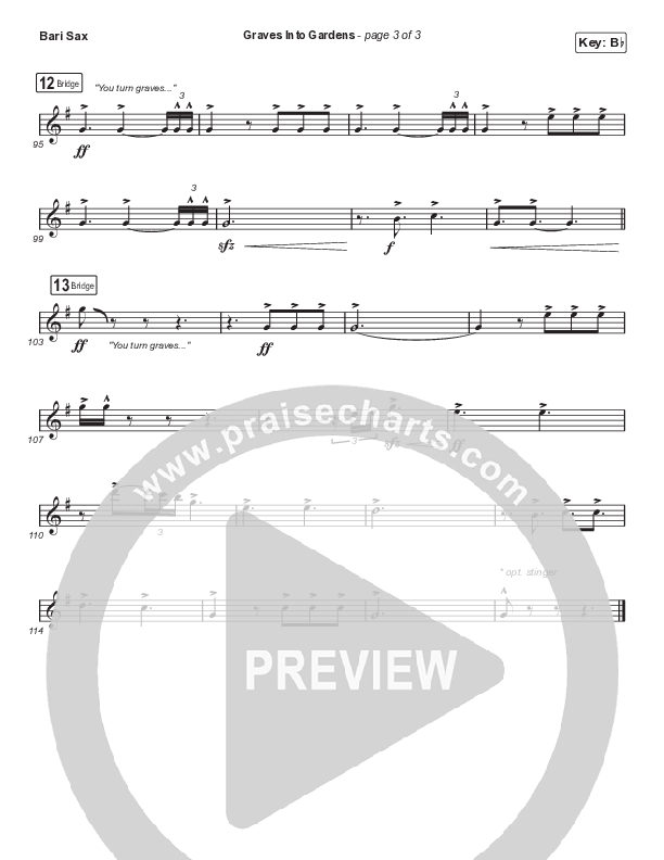 Graves Into Gardens (Choral Anthem SATB) Bari Sax (Elevation Worship / Brandon Lake / Arr. Cliff Duren / Mason Brown)