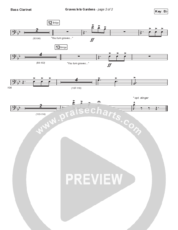 Graves Into Gardens (Choral Anthem SATB) Bass Clarinet (Elevation Worship / Brandon Lake / Arr. Cliff Duren / Mason Brown)