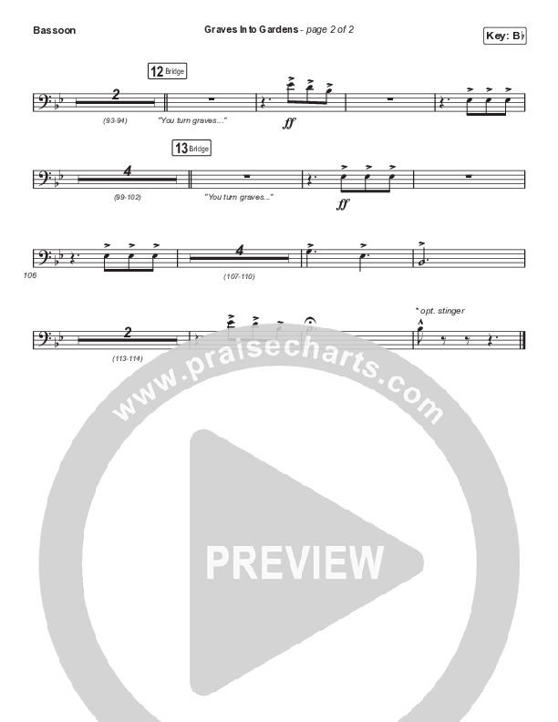 Graves Into Gardens (Choral Anthem SATB) Bassoon (Elevation Worship / Brandon Lake / Arr. Cliff Duren / Mason Brown)