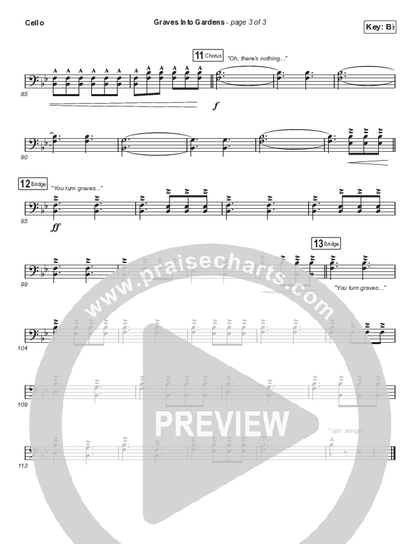 Graves Into Gardens (Choral Anthem SATB) Cello (Elevation Worship / Brandon Lake / Arr. Cliff Duren / Mason Brown)