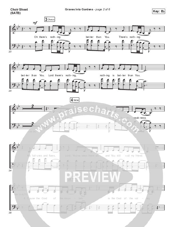 Graves Into Gardens (Choral Anthem SATB) Choir Sheet (SATB) (Elevation Worship / Brandon Lake / Arr. Cliff Duren / Mason Brown)