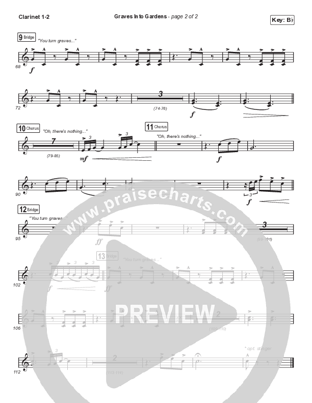Graves Into Gardens (Choral Anthem SATB) Clarinet 1/2 (Elevation Worship / Brandon Lake / Arr. Cliff Duren / Mason Brown)