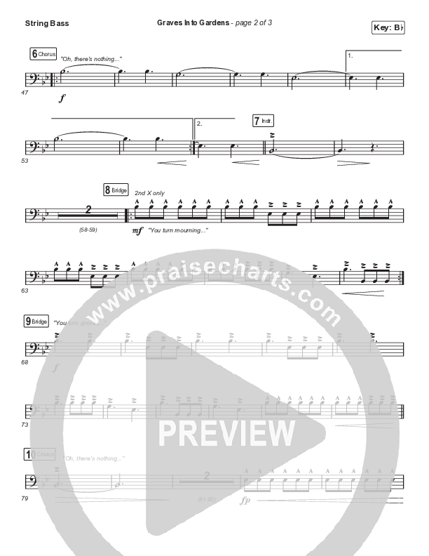 Graves Into Gardens (Choral Anthem SATB) Double Bass (Elevation Worship / Brandon Lake / Arr. Cliff Duren / Mason Brown)