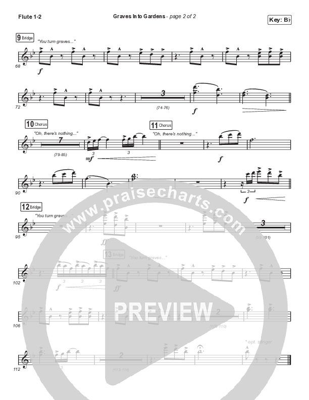Graves Into Gardens (Choral Anthem SATB) Flute 1/2 (Elevation Worship / Brandon Lake / Arr. Cliff Duren / Mason Brown)