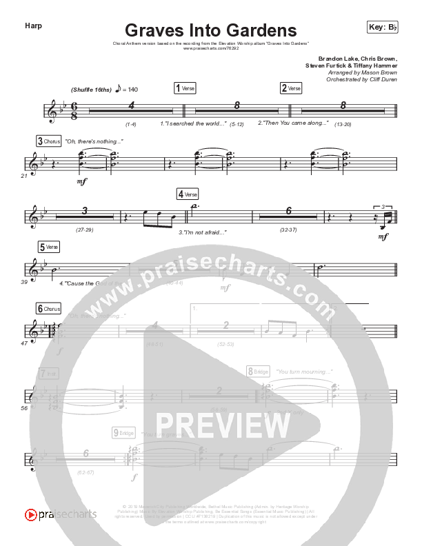 Graves Into Gardens (Choral Anthem SATB) Harp (Elevation Worship / Brandon Lake / Arr. Cliff Duren / Mason Brown)