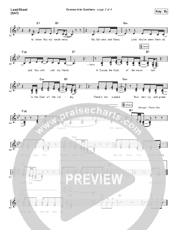 Graves Into Gardens (Choral Anthem SATB) Lead Sheet (SAT) (Elevation Worship / Brandon Lake / Arr. Cliff Duren / Mason Brown)