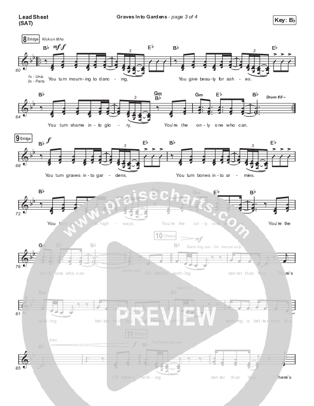 Graves Into Gardens (Choral Anthem SATB) Lead Sheet (SAT) (Elevation Worship / Brandon Lake / Arr. Cliff Duren / Mason Brown)
