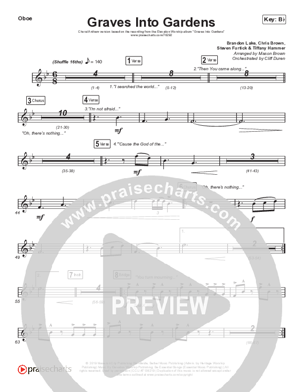 Graves Into Gardens (Choral Anthem SATB) Wind Pack (Elevation Worship / Brandon Lake / Arr. Cliff Duren / Mason Brown)