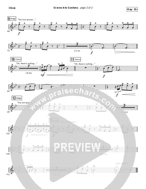 Graves Into Gardens (Choral Anthem SATB) Oboe (Elevation Worship / Brandon Lake / Arr. Cliff Duren / Mason Brown)