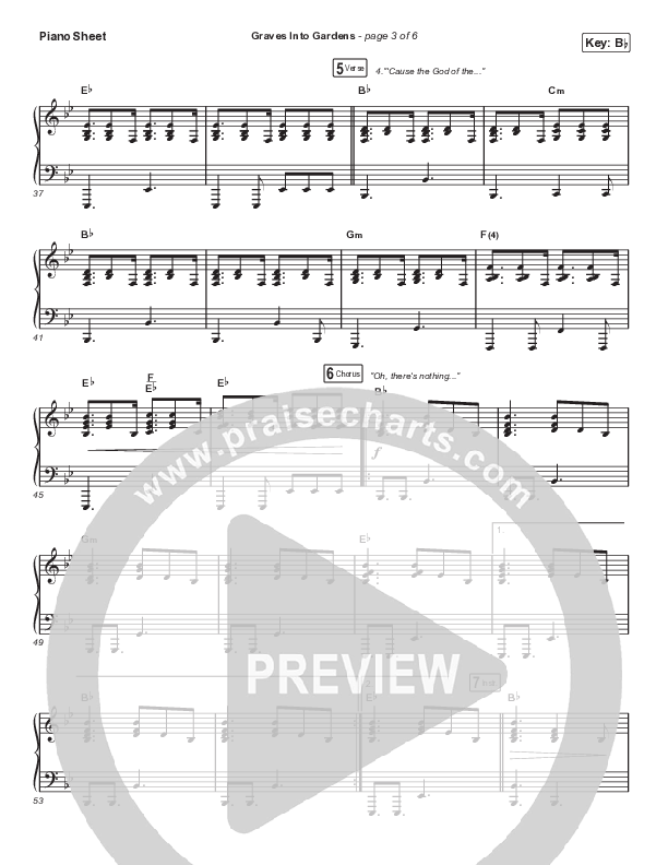 Graves Into Gardens (Choral Anthem SATB) Piano Sheet (Elevation Worship / Brandon Lake / Arr. Cliff Duren / Mason Brown)