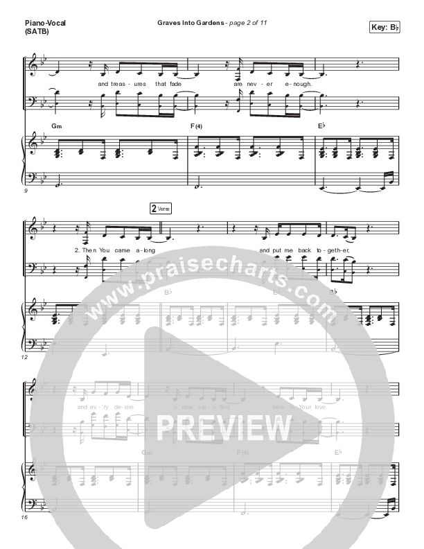 Graves Into Gardens (Choral Anthem SATB) Piano/Vocal (SATB) (Elevation Worship / Brandon Lake / Arr. Cliff Duren / Mason Brown)