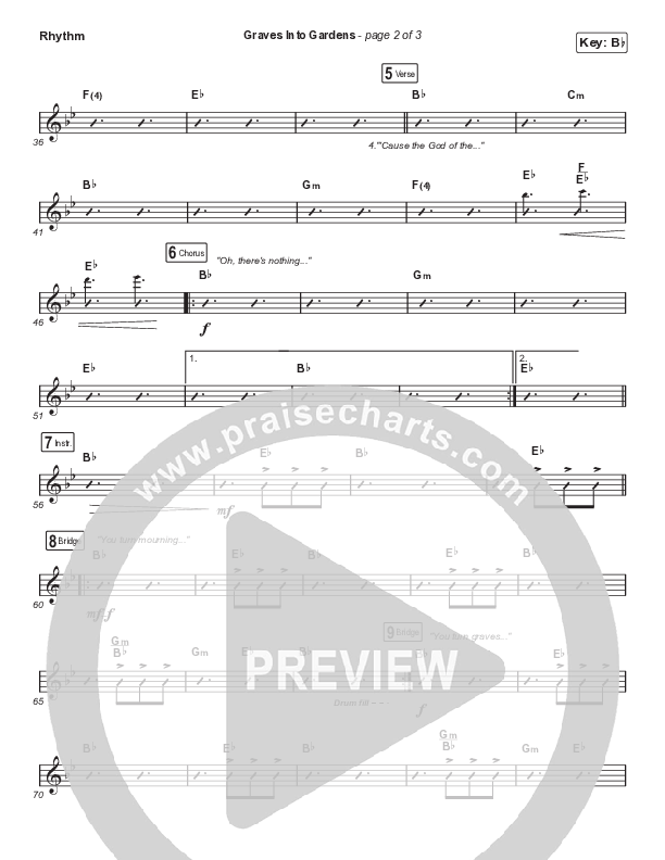 Graves Into Gardens (Choral Anthem SATB) Rhythm Chart (Elevation Worship / Brandon Lake / Arr. Cliff Duren / Mason Brown)