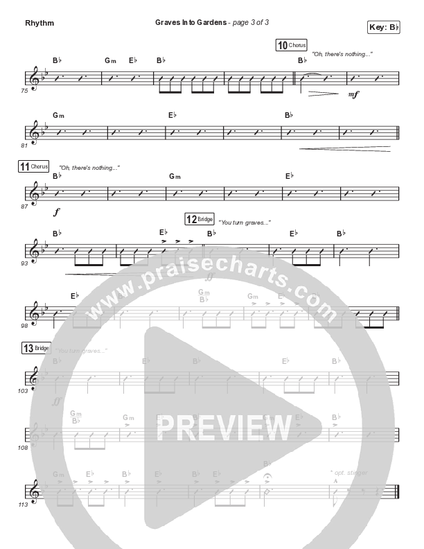 Graves Into Gardens (Choral Anthem SATB) Rhythm Chart (Elevation Worship / Brandon Lake / Arr. Cliff Duren / Mason Brown)