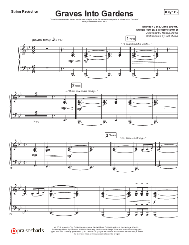 Graves Into Gardens (Choral Anthem SATB) String Reduction (Elevation Worship / Brandon Lake / Arr. Cliff Duren / Mason Brown)