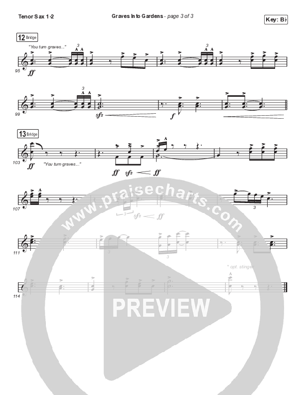 Graves Into Gardens (Choral Anthem SATB) Tenor Sax 1/2 (Elevation Worship / Brandon Lake / Arr. Cliff Duren / Mason Brown)