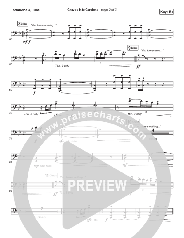 Graves Into Gardens (Choral Anthem SATB) Trombone 3/Tuba (Elevation Worship / Brandon Lake / Arr. Cliff Duren / Mason Brown)