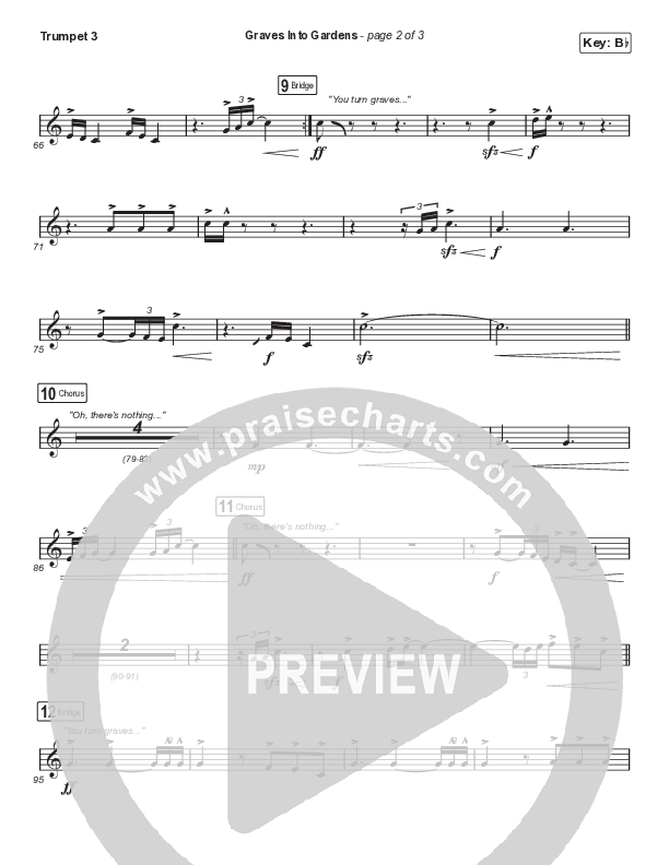 Graves Into Gardens (Choral Anthem SATB) Trumpet 3 (Elevation Worship / Brandon Lake / Arr. Cliff Duren / Mason Brown)