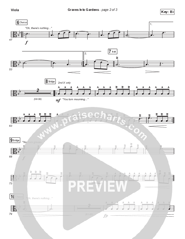 Graves Into Gardens (Choral Anthem SATB) Viola (Elevation Worship / Brandon Lake / Arr. Cliff Duren / Mason Brown)