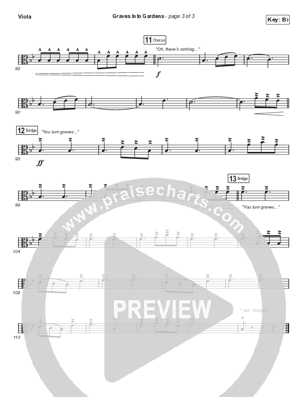Graves Into Gardens (Choral Anthem SATB) Viola (Elevation Worship / Brandon Lake / Arr. Cliff Duren / Mason Brown)