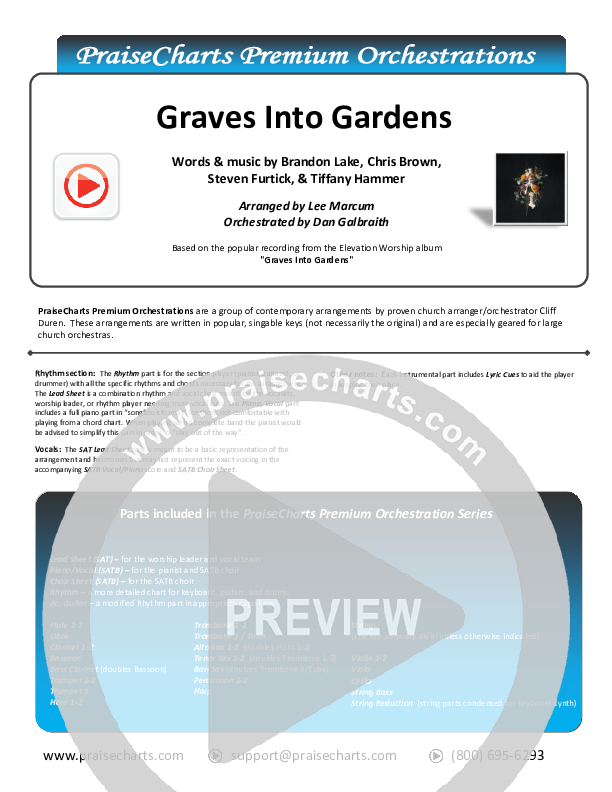 Graves Into Gardens (Choral Anthem SATB) Cover Sheet (Elevation Worship / Brandon Lake / Arr. Cliff Duren / Mason Brown)