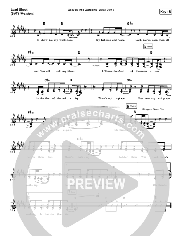 Graves Into Gardens (Live) (Premium) Sheet Music PDF (Elevation Worship