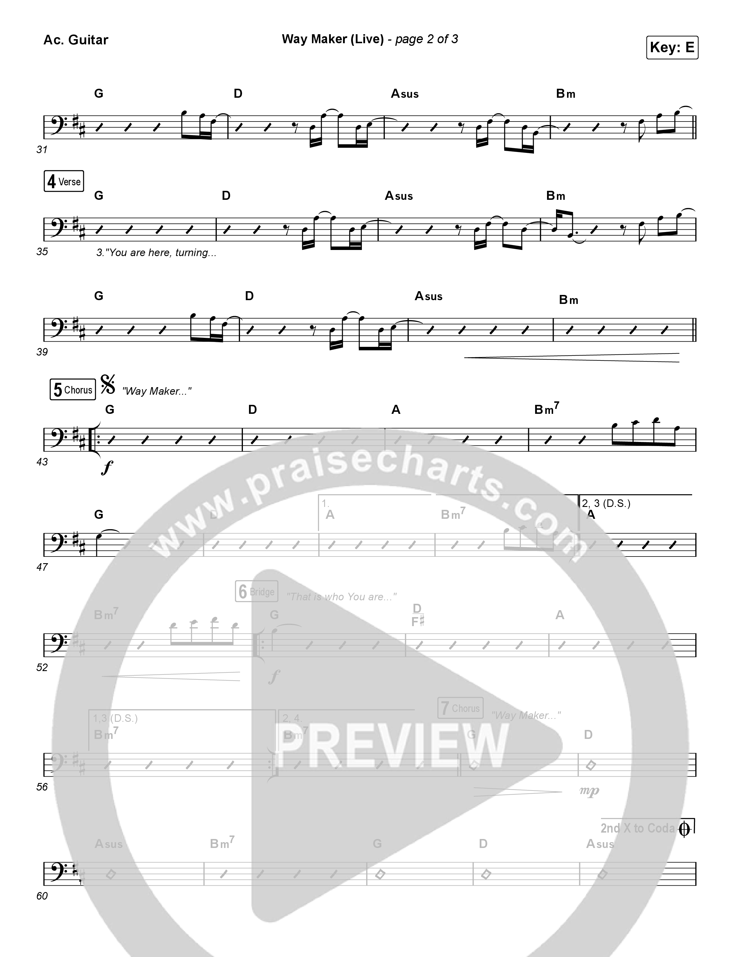 Way Maker (Choral Anthem SATB) Acoustic Guitar (Leeland / Arr. Cliff Duren / Mason Brown)