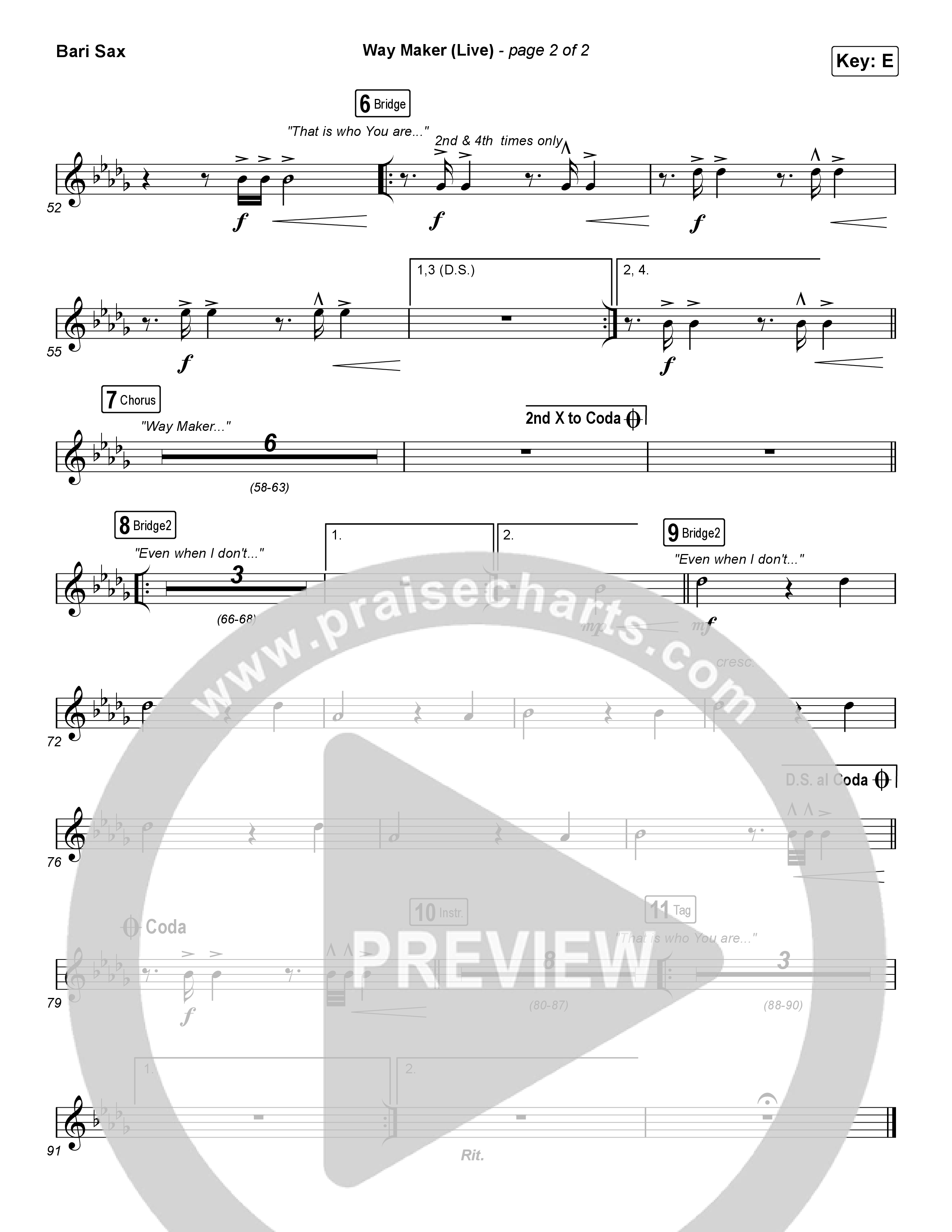 Way Maker (Choral Anthem SATB) Bari Sax (Leeland / Arr. Cliff Duren / Mason Brown)