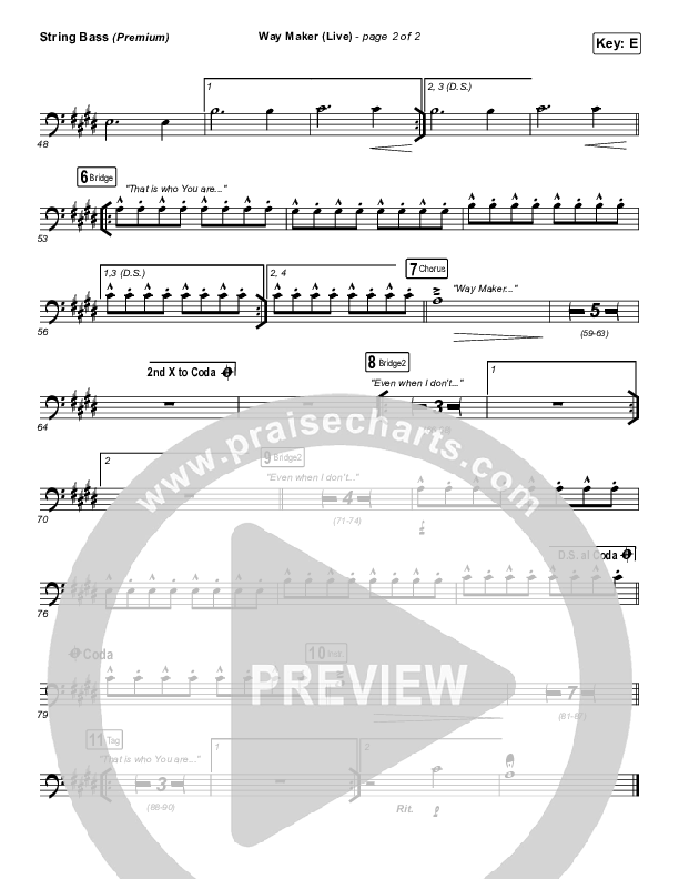 Way Maker (Choral Anthem SATB) Double Bass (Leeland / Arr. Cliff Duren / Mason Brown)