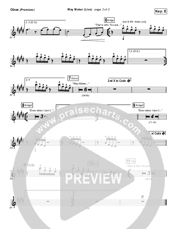 Way Maker (Choral Anthem SATB) Oboe (Leeland / Arr. Cliff Duren / Mason Brown)
