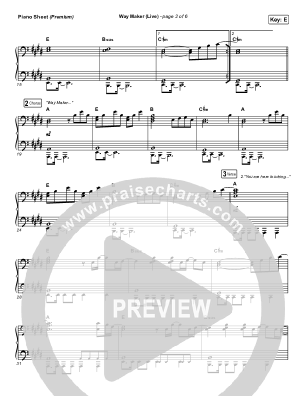 Way Maker (Choral Anthem SATB) Piano Sheet (Leeland / Arr. Cliff Duren / Mason Brown)