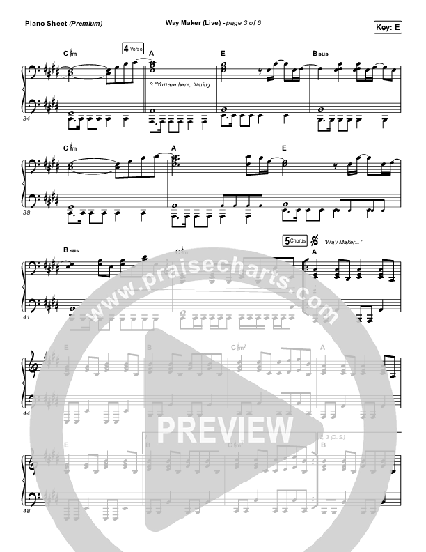 Way Maker (Choral Anthem SATB) Piano Sheet (Leeland / Arr. Cliff Duren / Mason Brown)