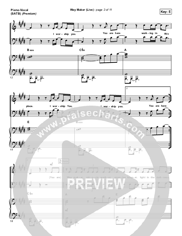 Way Maker (Choral Anthem SATB) Piano/Vocal & Lead (Leeland / Arr. Cliff Duren / Mason Brown)