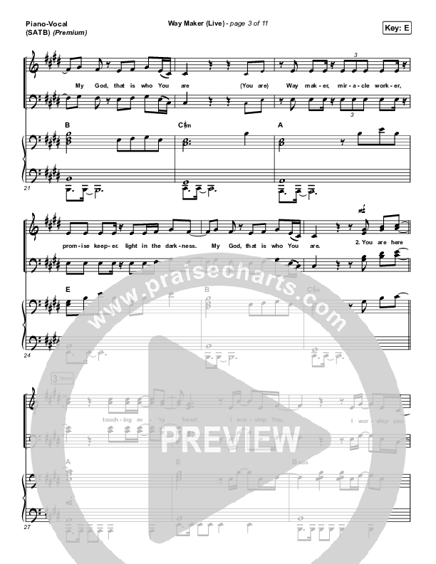 Way Maker (Choral Anthem SATB) Piano/Vocal Pack (Leeland / Arr. Cliff Duren / Mason Brown)