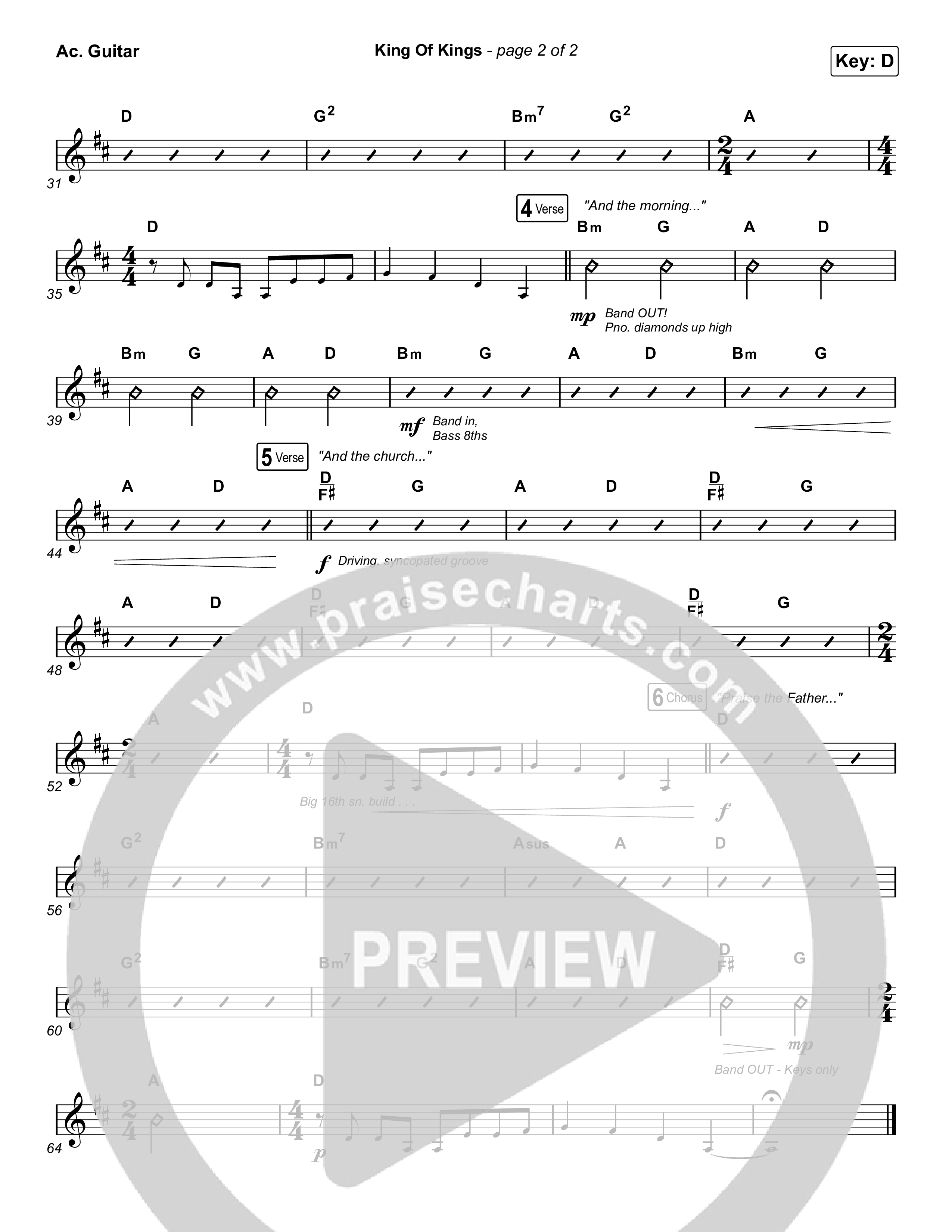 King Of Kings (Choral Anthem SATB) Acoustic Guitar (Hillsong Worship / Arr. Cliff Duren / Mason Brown)