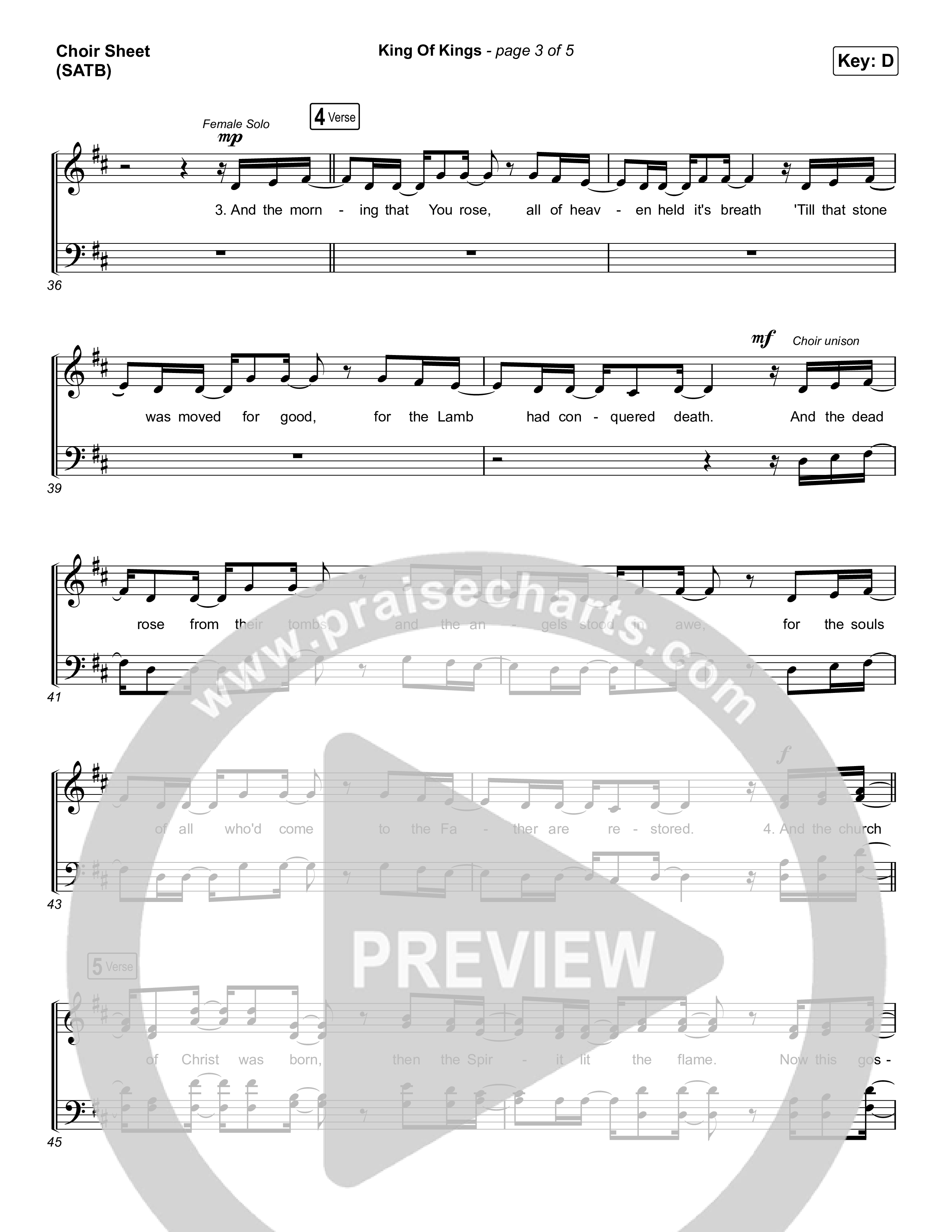 King Of Kings (Choral Anthem SATB) Choir Sheet (SATB) (Hillsong Worship / Arr. Cliff Duren / Mason Brown)