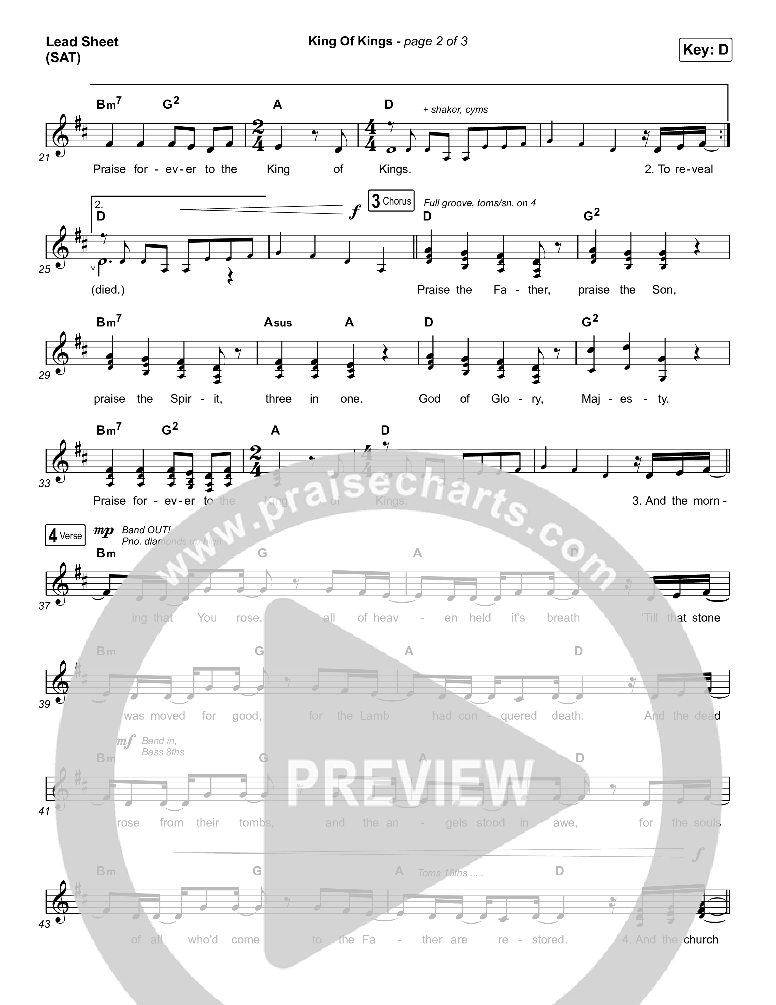 King Of Kings (Choral Anthem SATB) Lead Sheet (SAT) (Hillsong Worship / Arr. Cliff Duren / Mason Brown)