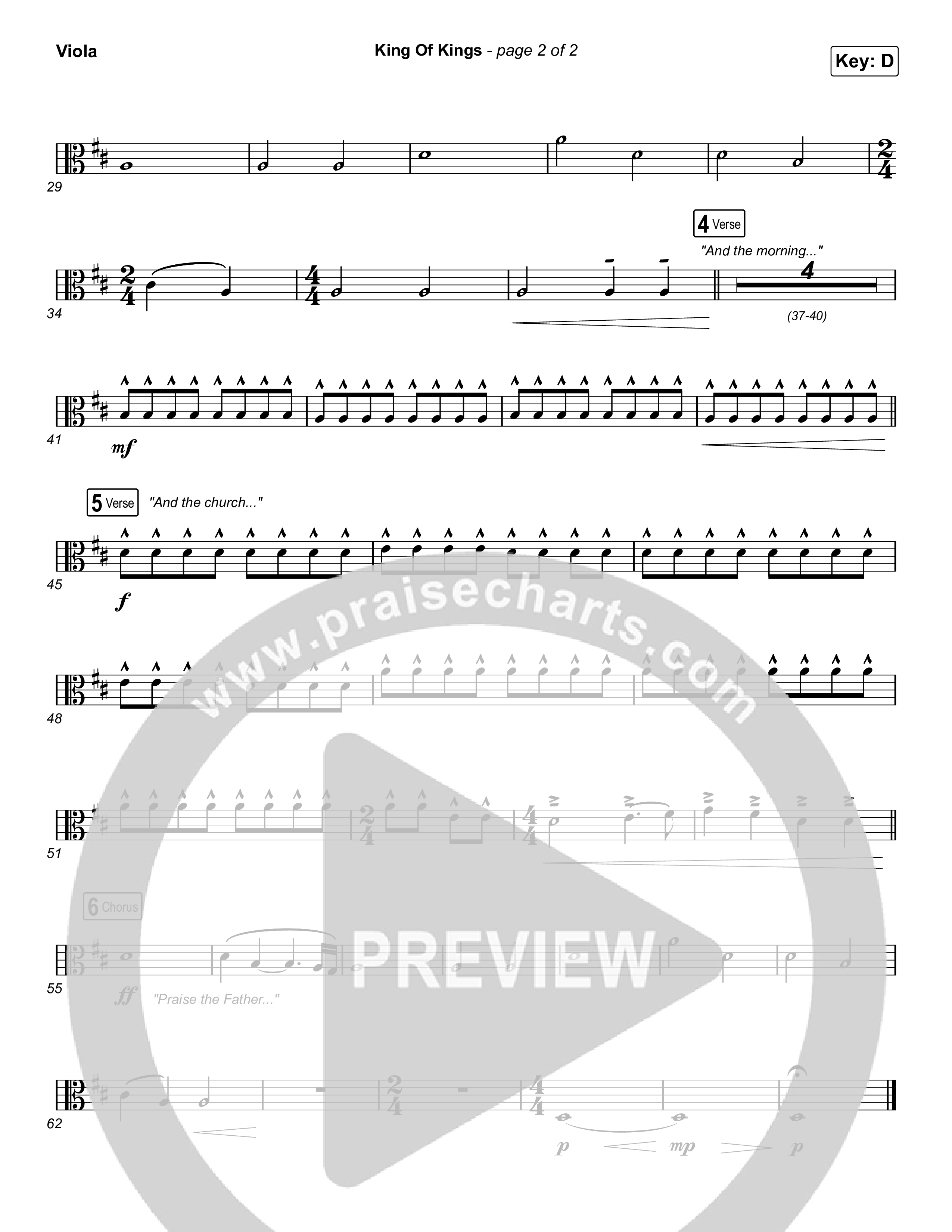King Of Kings (Choral Anthem SATB) Viola (Hillsong Worship / Arr. Cliff Duren / Mason Brown)