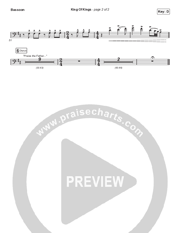 King Of Kings (Choral Anthem SATB) Bassoon (Hillsong Worship / Arr. Cliff Duren / Mason Brown)