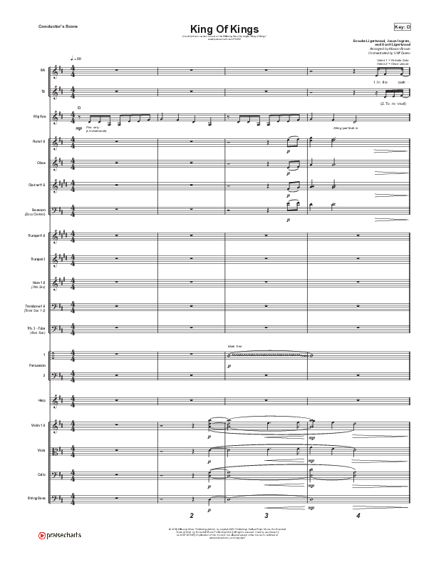 King Of Kings (Choral Anthem SATB) Conductor's Score (Hillsong Worship / Arr. Cliff Duren / Mason Brown)