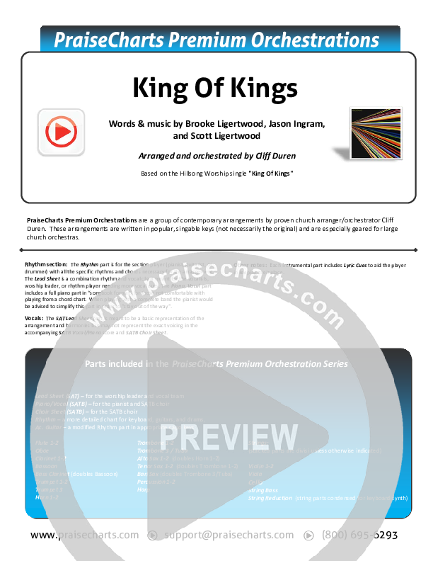 King Of Kings (Choral Anthem SATB) Cover Sheet (Hillsong Worship / Arr. Cliff Duren / Mason Brown)