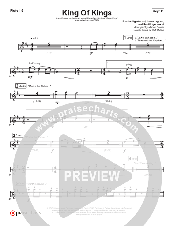 King Of Kings (Choral Anthem SATB) Wind Pack (Hillsong Worship / Arr. Cliff Duren / Mason Brown)