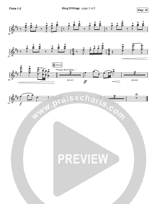 King Of Kings (Choral Anthem SATB) Flute 1/2 (Hillsong Worship / Arr. Cliff Duren / Mason Brown)